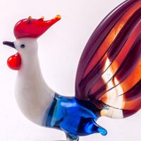 Colorful Rooster Figurine in Glass Figurines Birds category