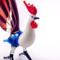Colorful Rooster Figurine in Glass Figurines Birds category