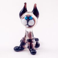 Glass Siamese Cat with Black Ears in Glass Figurines Cats category