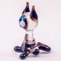 Glass Siamese Cat with Black Ears in Glass Figurines Cats category