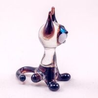 Glass Siamese Cat with Black Ears in Glass Figurines Cats category