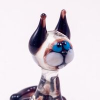 Glass Siamese Cat with Black Ears in Glass Figurines Cats category