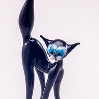 Black Jolly Cat in Glass Figurines Cats category