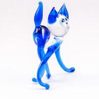Glass Blue Cat in Glass Figurines Cats category