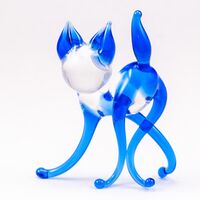 Glass Blue Cat in Glass Figurines Cats category