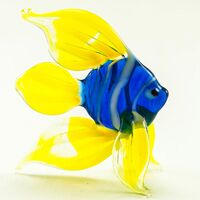 Blue and Yellow Fish Figurine in Glass Figurines Sea Life Creatures category