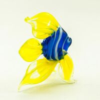 Blue and Yellow Fish Figurine in Glass Figurines Sea Life Creatures category