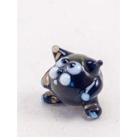 Glass Black Round Cat in Glass Figurines Miniature Figurines category