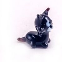 Glass Mini Figurine Black Cat in Glass Figurines Miniature Figurines category