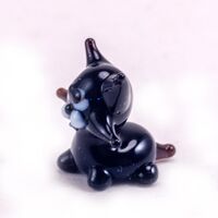 Glass Mini Figurine Black Cat in Glass Figurines Miniature Figurines category