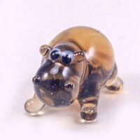 Brown Hippo Mini Figurine in Glass Figurines Miniature Figurines category