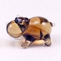 Brown Hippo Mini Figurine in Glass Figurines Miniature Figurines category