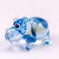 Blue Hippo Mini Figurine in Glass Figurines Miniature Figurines category