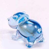 Blue Hippo Mini Figurine in Glass Figurines Miniature Figurines category