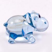 Blue Hippo Mini Figurine in Glass Figurines Miniature Figurines category