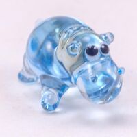 Blue Hippo Mini Figurine in Glass Figurines Miniature Figurines category