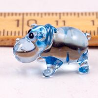 Blue Hippo Mini Figurine in Glass Figurines Miniature Figurines category
