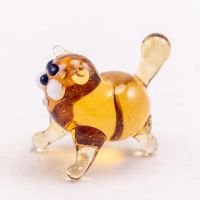 Glass Mini Figurine Beige Cat in Glass Figurines Miniature Figurines category