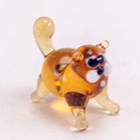 Glass Mini Figurine Beige Cat in Glass Figurines Miniature Figurines category