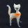 White  Cat with Bow Glass Figurine in Glass Figurines Cats category