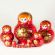 Matryoshka Gold Leaves on Red in Nesting Dolls Flowers  category