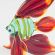 Green-Red Glass Fish Figure in Glass Figurines Sea Life Creatures category