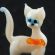 White  Cat with Bow Glass Figurine in Glass Figurines Cats category