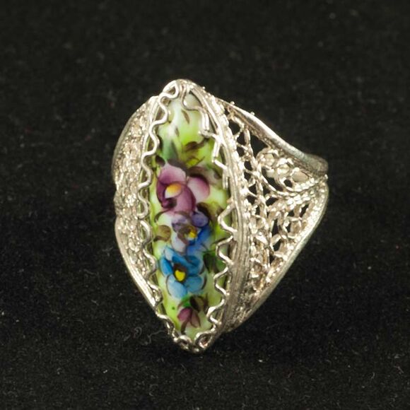 Enamel Ring Anastasia in Finift Jewelry Enamel Rings category