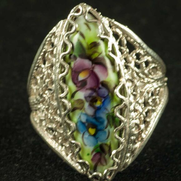 Enamel Ring Anastasia in Finift Jewelry Enamel Rings category
