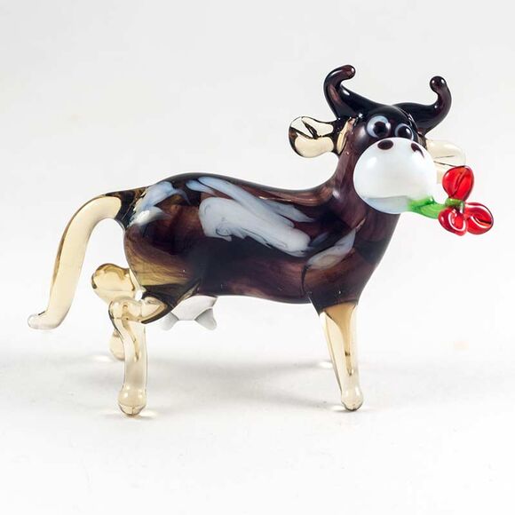Brown Glass Cow Figure in Glass Figurines Farm Animals category