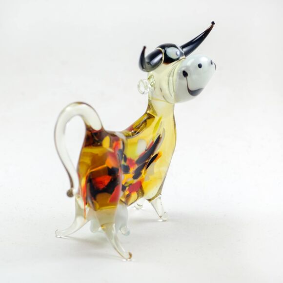 Cow Beige Glass Figurine in Glass Figurines Farm Animals category
