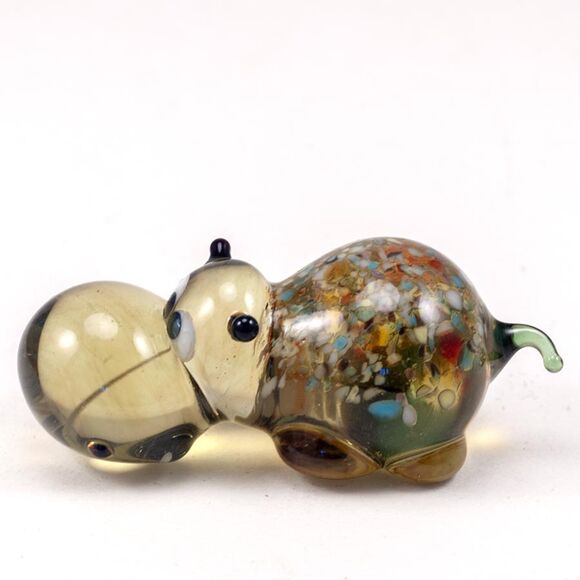 Brown Glass Hippo in Glass Figurines Wild  Animals category
