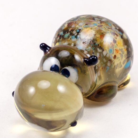 Brown Glass Hippo in Glass Figurines Wild  Animals category