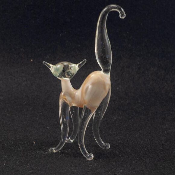 White Glass Cat Figure in Glass Figurines Cats category