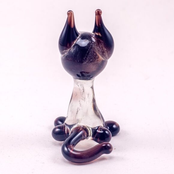 Glass Siamese Cat with Black Ears in Glass Figurines Cats category