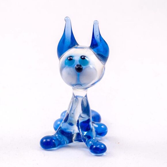 Glass Siamese Cat with Blue Ears in Glass Figurines Cats category