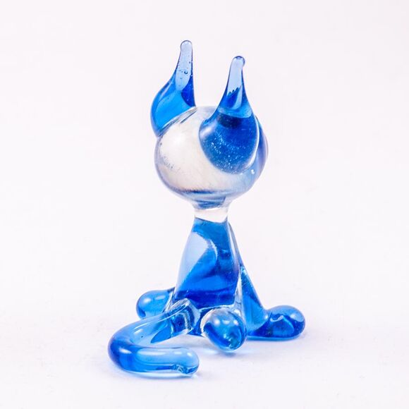 Glass Siamese Cat with Blue Ears in Glass Figurines Cats category