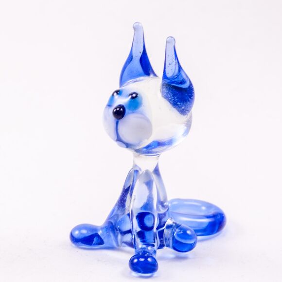 Glass Siamese Cat with Blue Ears in Glass Figurines Cats category