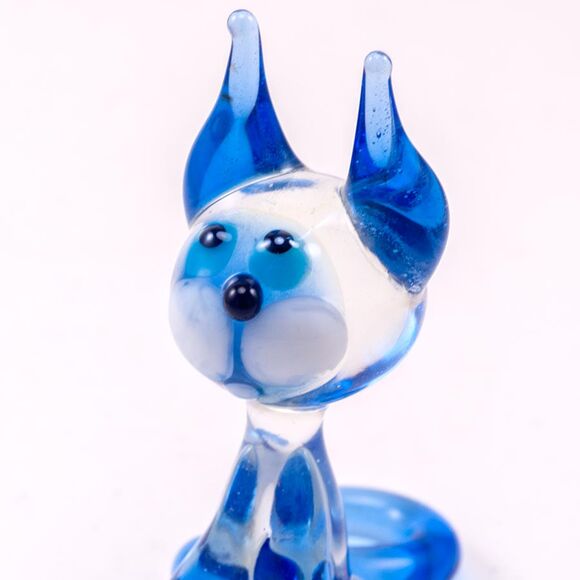 Glass Siamese Cat with Blue Ears in Glass Figurines Cats category
