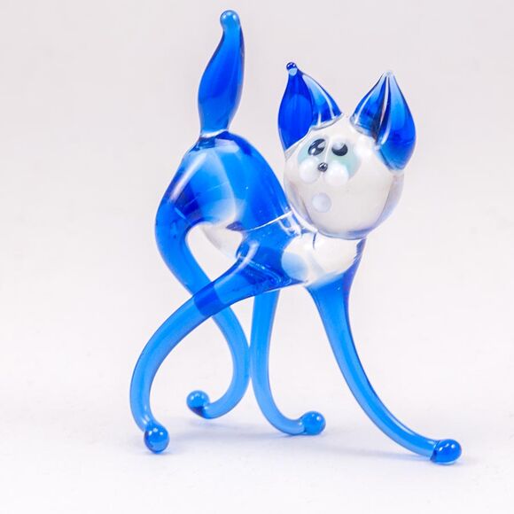 Glass Blue Cat in Glass Figurines Cats category