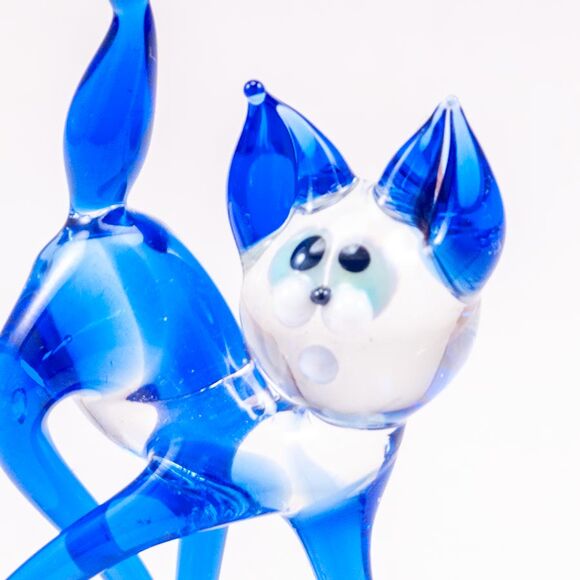 Glass Blue Cat in Glass Figurines Cats category