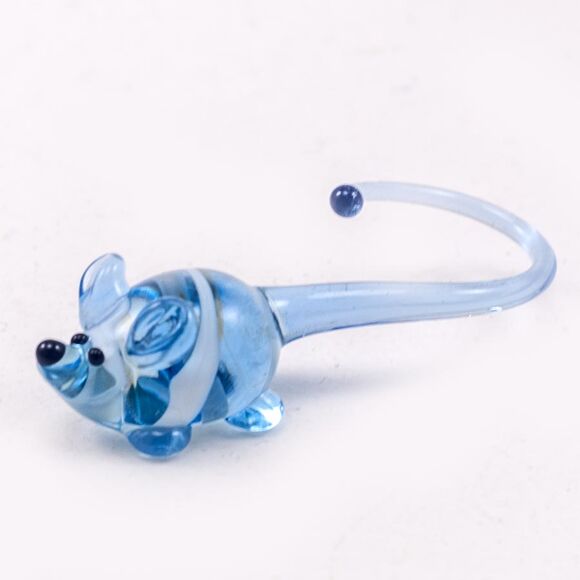Glass Blue Mouse in Glass Figurines Miniature Figurines category