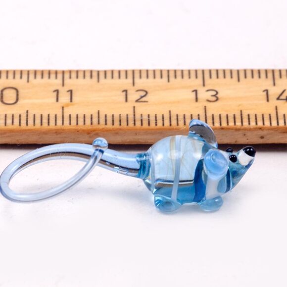 Glass Blue Mouse in Glass Figurines Miniature Figurines category