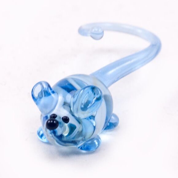 Glass Blue Mouse in Glass Figurines Miniature Figurines category