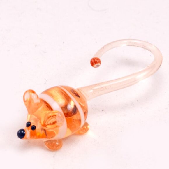 Glass Beige Mouse in Glass Figurines Miniature Figurines category