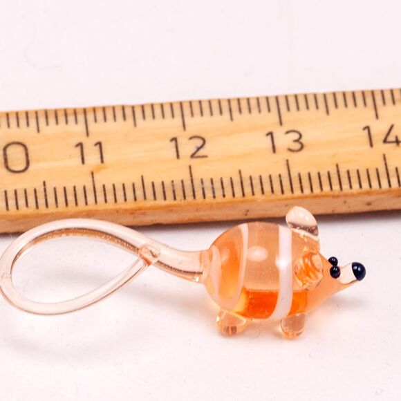 Glass Beige Mouse in Glass Figurines Miniature Figurines category