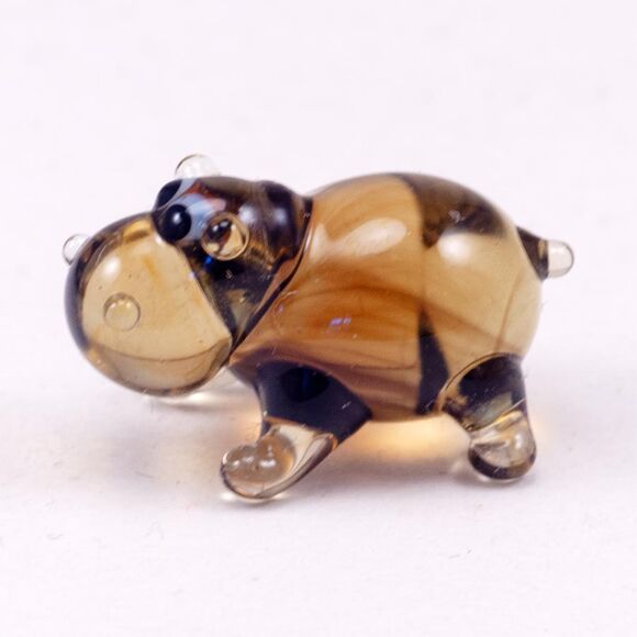 Brown Hippo Mini Figurine in Glass Figurines Miniature Figurines category