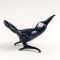 Glass Little Crow Figurine Looking up in Glass Figurines Birds category