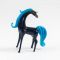 Black Glass Horse with Blue Mane in Glass Figurines Farm Animals category